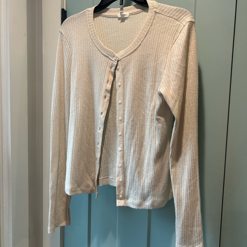 Aerie Cream Button-Up Cardigan